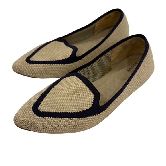 Birdies Blackbird Eggshell Navy Pointed Flats Size 8 Shoes Slip On Comfort - Picture 1 of 12